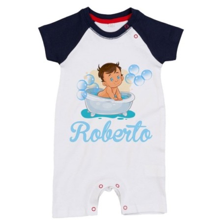 Pagliaccetto neonato personalizzato con nome bimbo nella...