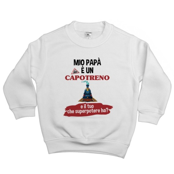 Felpa bambino il mio papà la mia mamma è un capotreno e il tuo la tua che superpotere ha