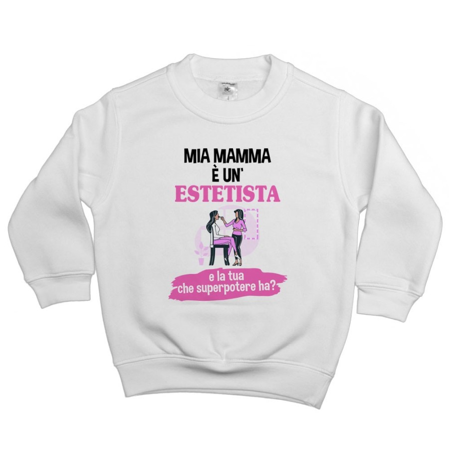 Felpa bambino la mia mamma è un'estetista e la tua che superpotere ha