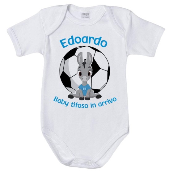 Body neonato personalizzabile con nome baby tifoso in arrivo Sport