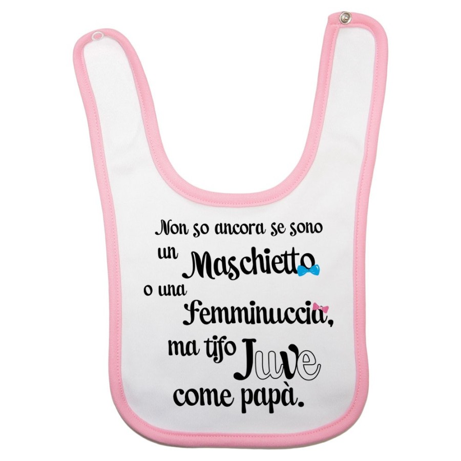 Bavaglino neonato non so ancora se sono un maschietto o una femminuccia ma tifo juve come papà Sport