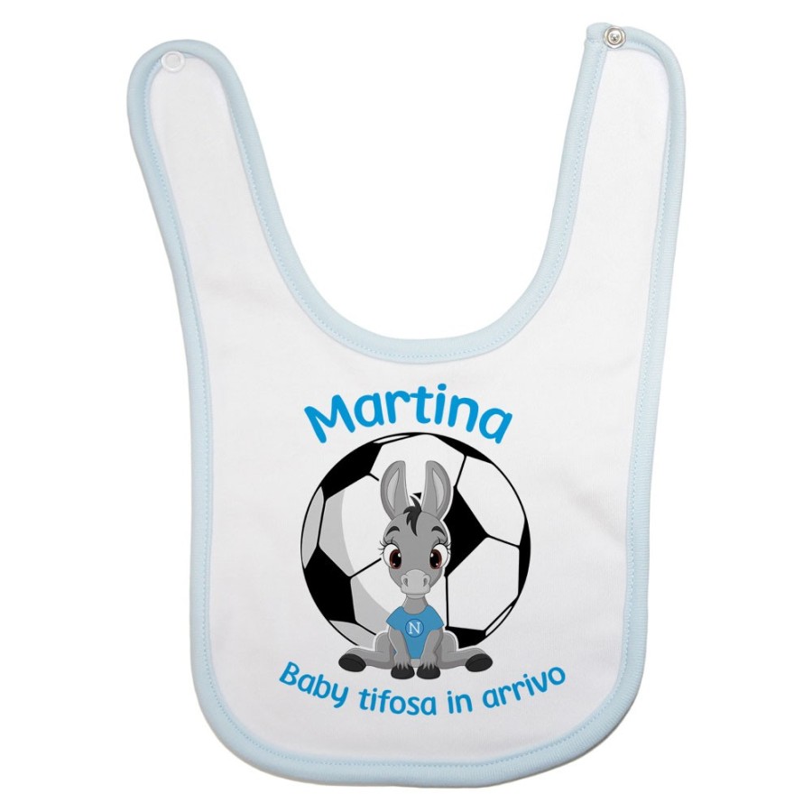 Bavaglino neonato personalizzabile con nome baby tifosa in arrivo Sport