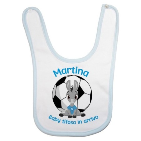 Bavaglino neonato personalizzabile con nome baby tifosa in arrivo Sport