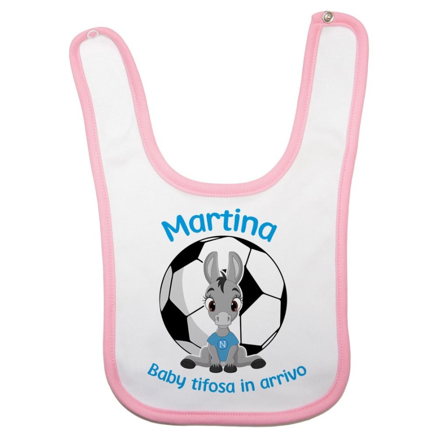 Bavaglino neonato personalizzabile con nome baby tifosa in arrivo Sport