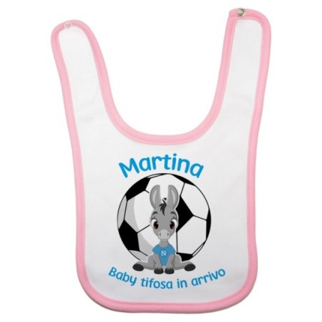 Bavaglino neonato personalizzabile con nome baby tifosa in arrivo Sport