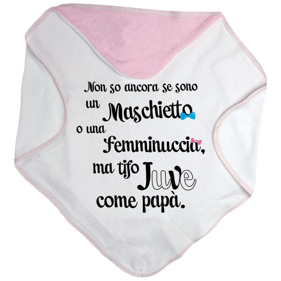 Accappatoio neonato non so ancora se sono un maschietto o una femminuccia ma tifo juve come papà Sport