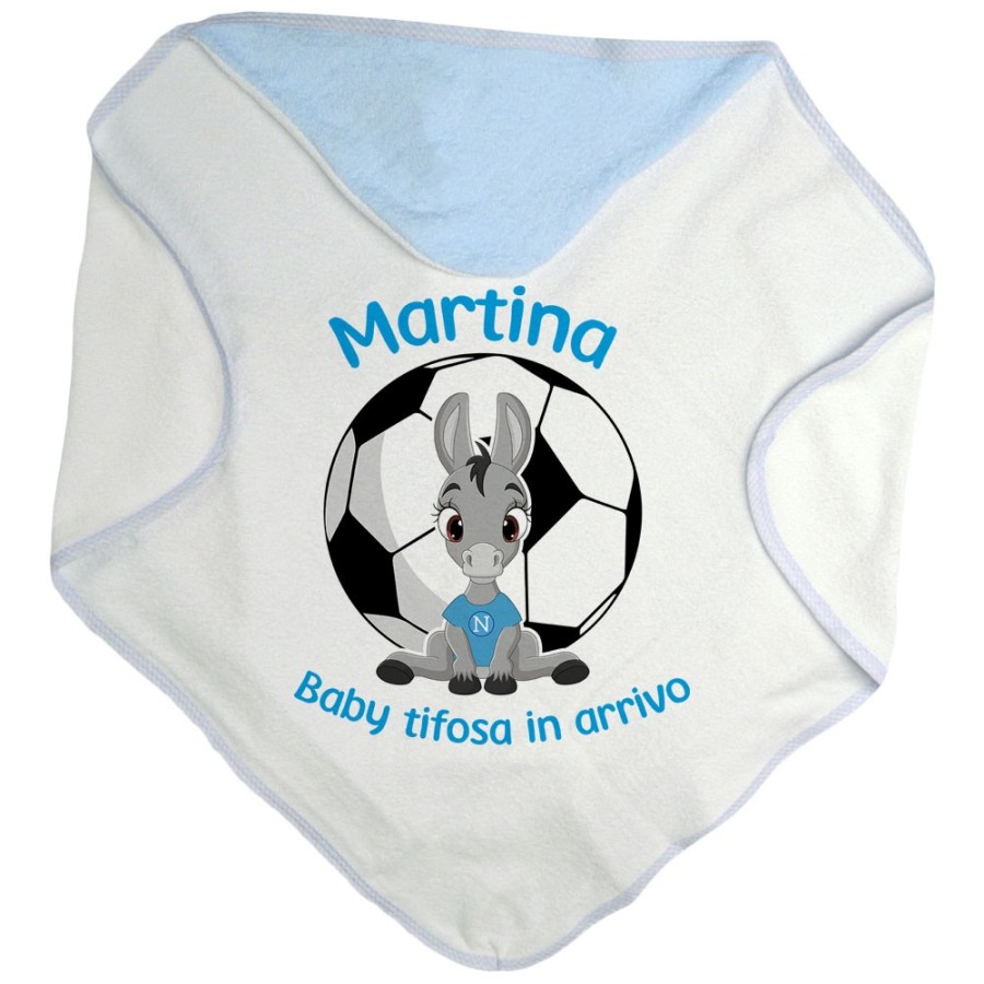 Accappatoio neonato personalizzabile con nome baby tifoso in arrivo Sport
