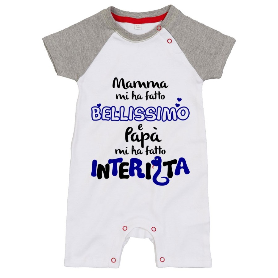 Pagliaccetto neonato mamma mi ha fatto bellissimo bellissima e papà interista Sport