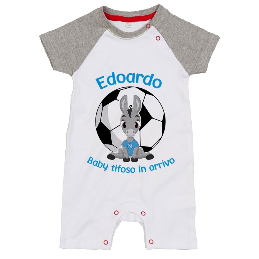Pagliaccetto neonato personalizzabile con nome tifoso tifosa in arrivo Sport
