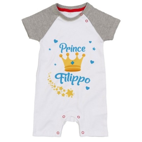 Pagliaccetto neonato personalizzato con nome prince princess con corona Divertenti