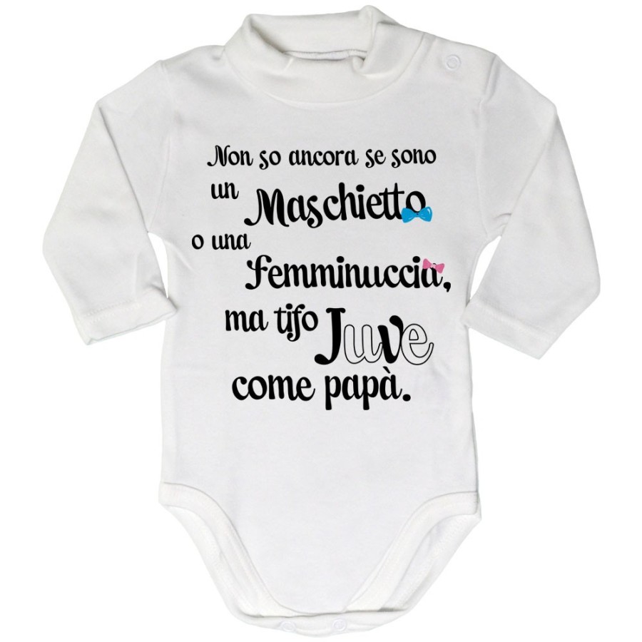 Body lupetto neonato non so ancora se sono un maschietto o una femminuccia ma tifo juve come papà Sport