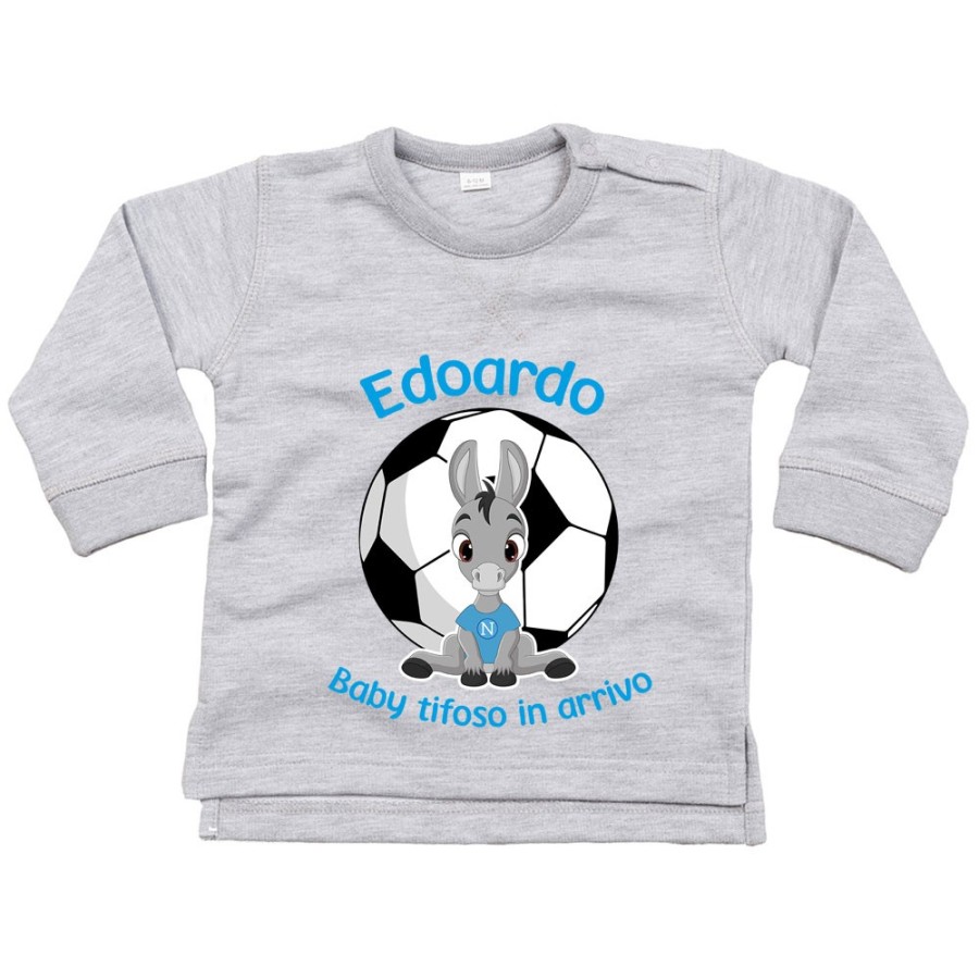 Felpa neonato personalizzabile con nome baby tifoso in arrivo Sport