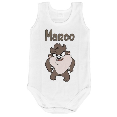 Body neonato personalizzato con nome baby tazmania