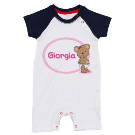 Pagliaccetto neonato personalizzato con nome tenero orsetto Divertenti