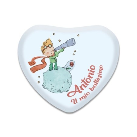 Calamita personalizzata mio battesimo a tema piccolo principe cannocchiale in vetro bombato Battesimo