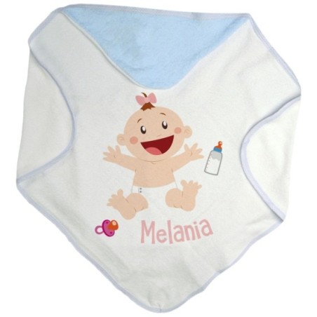 Accappatoio neonato personalizzato con nome bimbo con ciuccio e biberon Divertenti