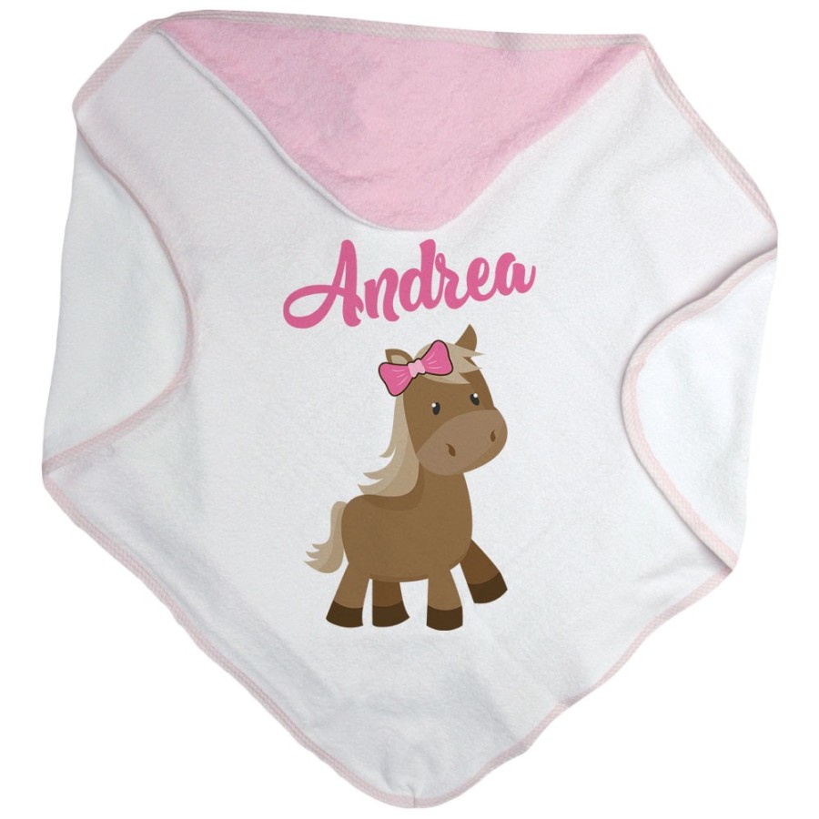 Accappatoio neonato personalizzato con nome baby pony Divertenti