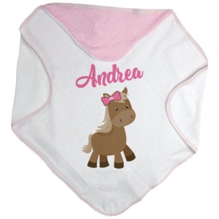 Accappatoio neonato personalizzato con nome baby pony Divertenti