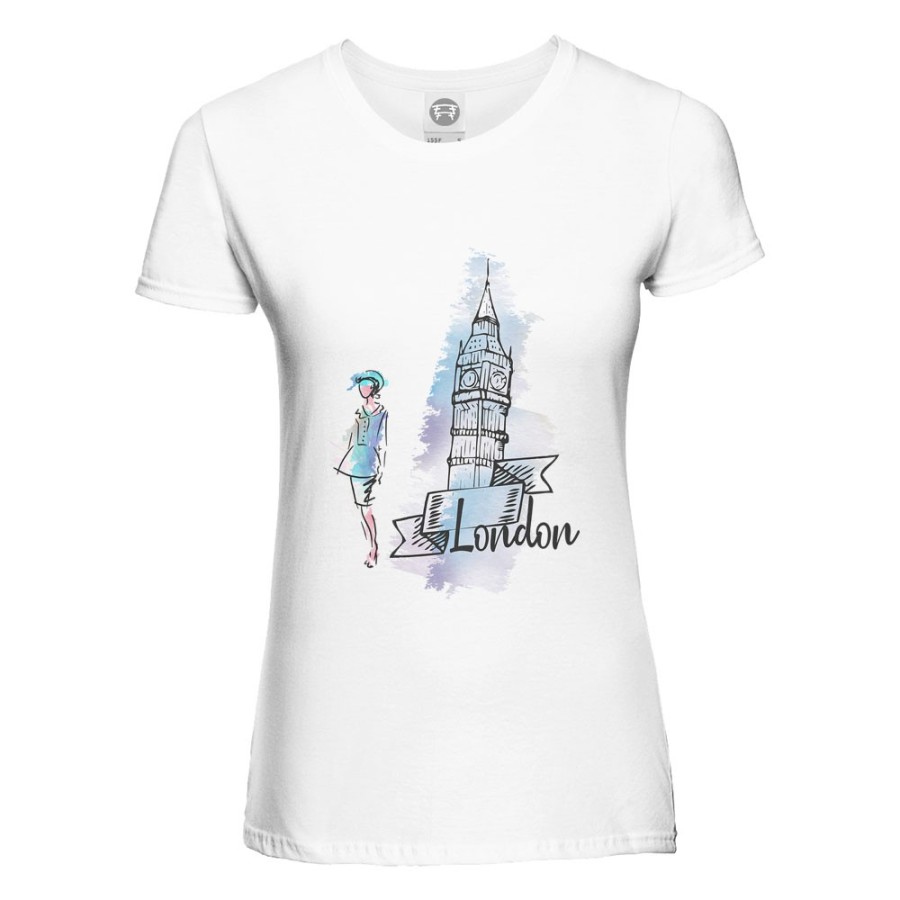 T-shirt donna london watercolor stilizzata City