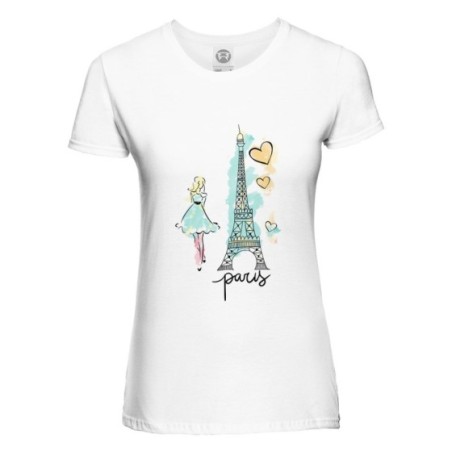 T-shirt donna paris watercolor stilizzata City