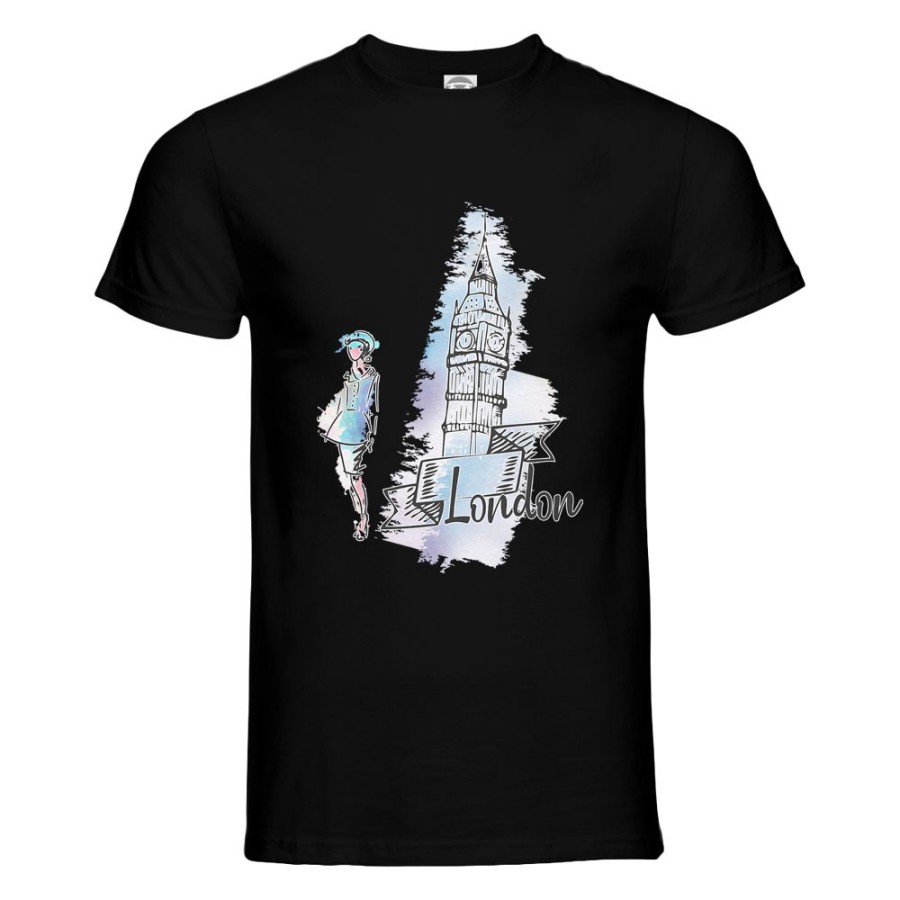 T-shirt uomo london watercolor stilizzata City