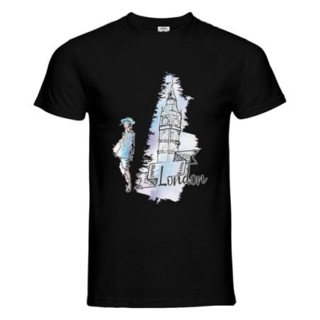 T-shirt uomo london watercolor stilizzata