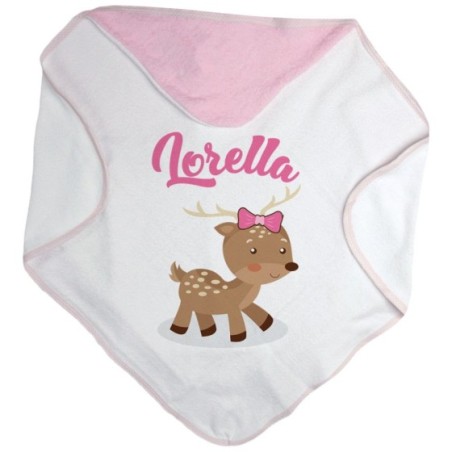 Accappatoio neonato personalizzato con nome baby cerbiatto