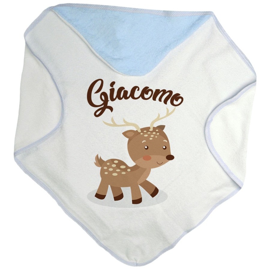 Accappatoio neonato personalizzato con nome baby cerbiatto Divertenti