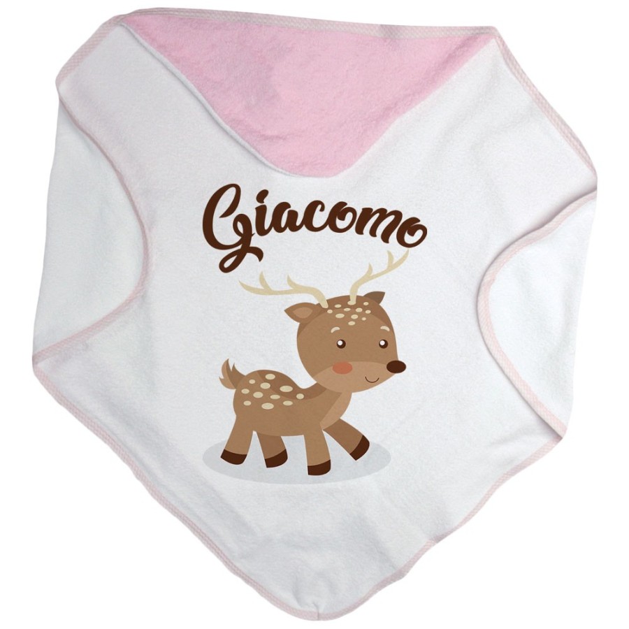 Accappatoio neonato personalizzato con nome baby cerbiatto Divertenti