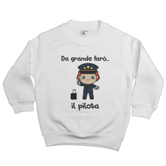 Felpa bambino da grande farò il pilota Da grande farò
