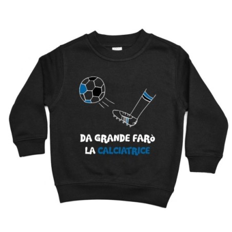 Felpa bambino da grande farò il calciatore nero azzurro