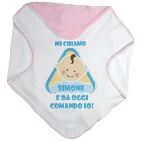 Accappatoio neonato personalizzato con nome eccomi e da oggi comando io Divertenti