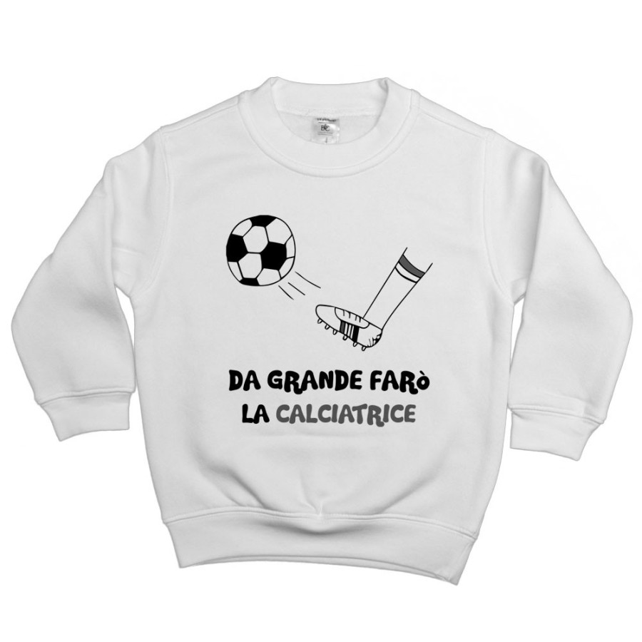 Felpa bambino da grande farò il calciatore bianco nero Da grande farò