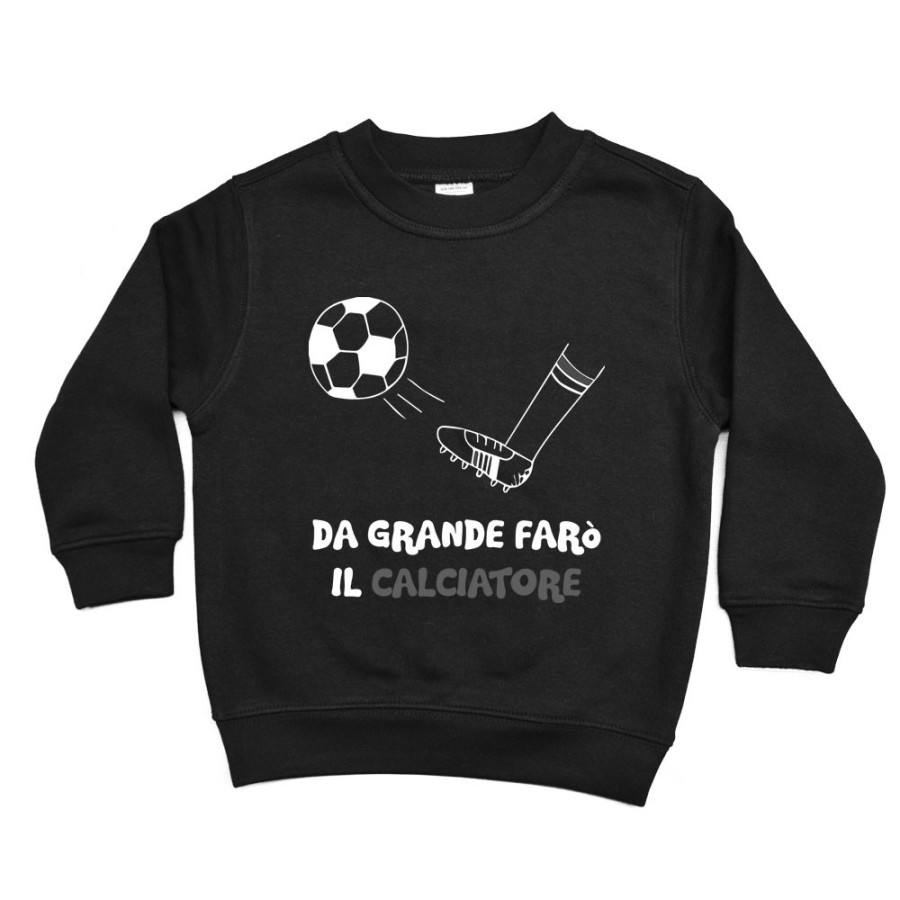 Felpa bambino da grande farò il calciatore bianco nero Da grande farò