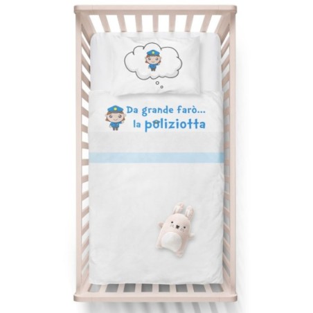 Lenzuola culletta e carrozzina da grande farò il poliziotto Da grande farò
