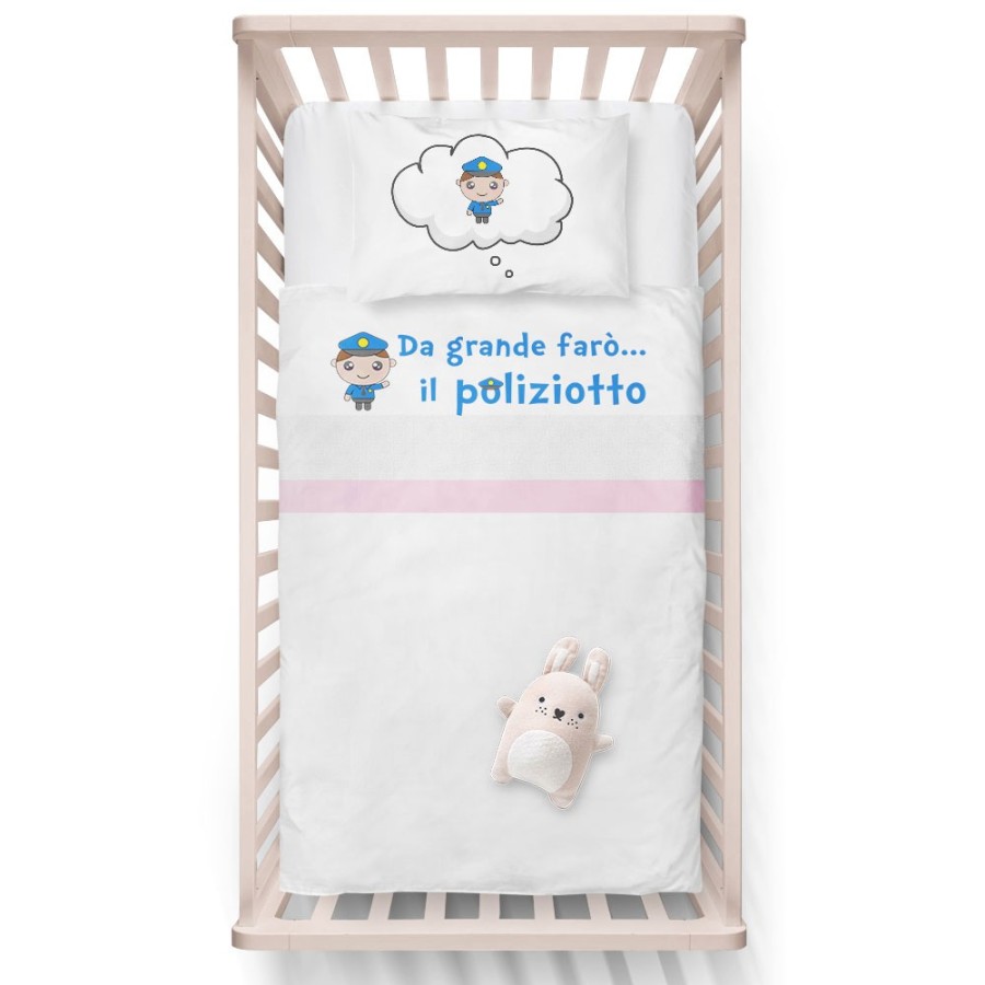 Lenzuola culletta e carrozzina da grande farò il poliziotto Da grande farò
