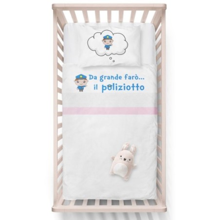 Lenzuola culletta e carrozzina da grande farò il poliziotto Da grande farò