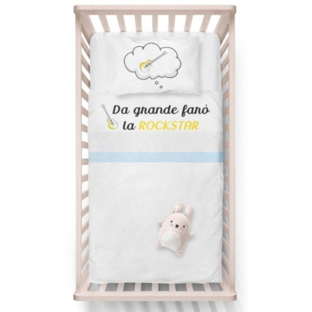 Lenzuola culletta e carrozzina da grande farò la rockstar