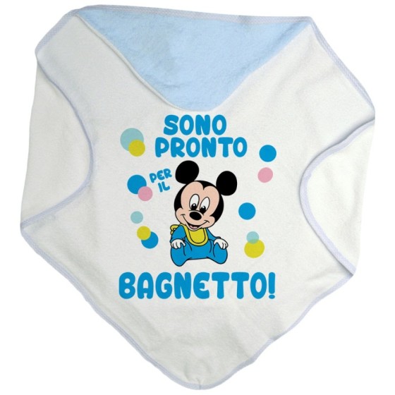 Accappatoio neonato sono pronto per il bagnetto baby topolino Cartoon