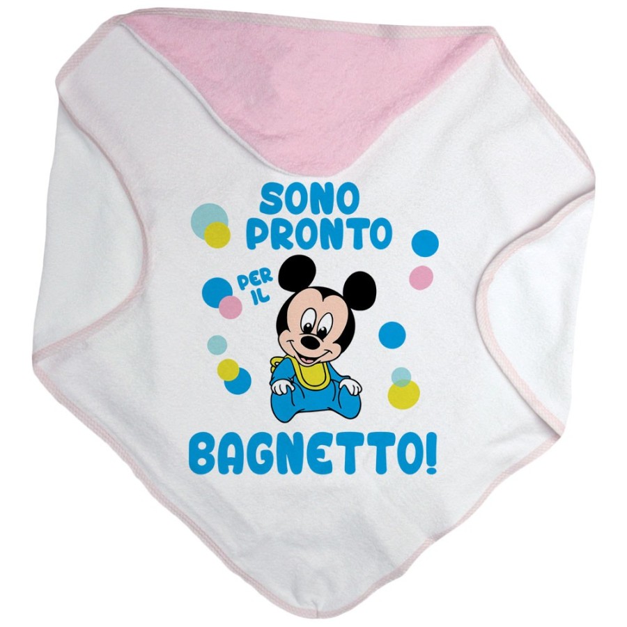 Accappatoio neonato sono pronto per il bagnetto baby topolino Cartoon