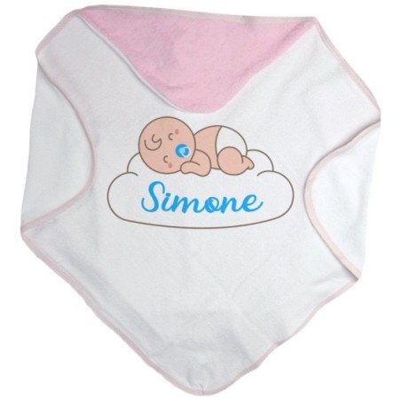 Accappatoio neonato personalizzato con nome bimbo che dorme sulla nuvola Divertenti