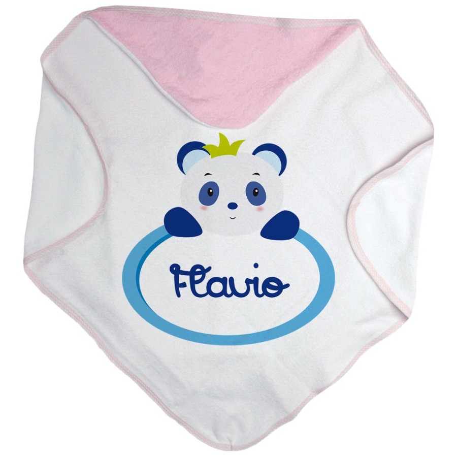 Accappatoio neonato personalizzato con nome panda Divertenti
