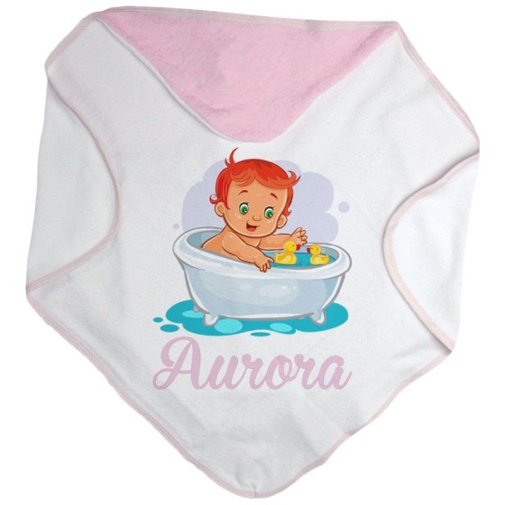 Accappatoio neonata personalizzato con nome bimba con paperelle Divertenti