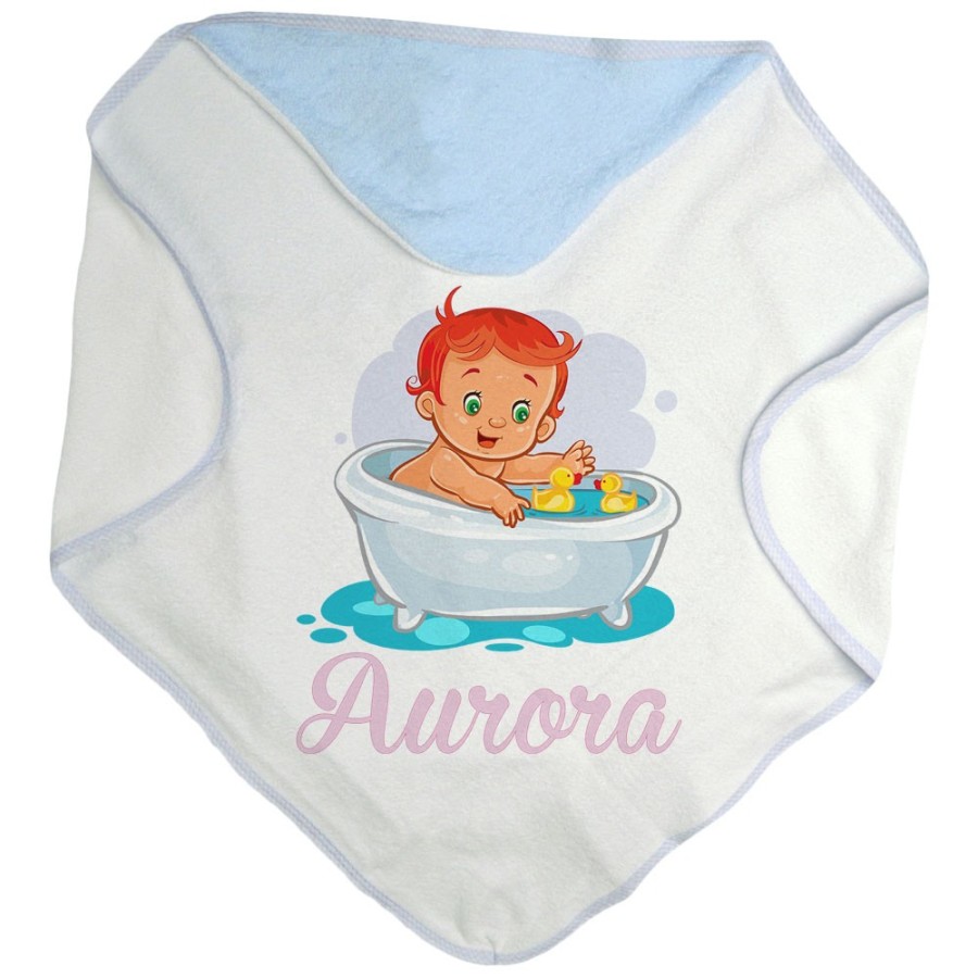 Accappatoio neonata personalizzato con nome bimba con paperelle Divertenti