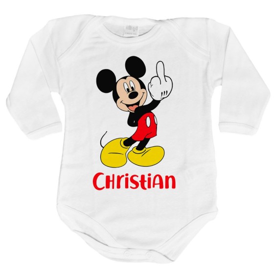 Body neonato personalizzato con nome topolino - minnie dito medio Cartoon
