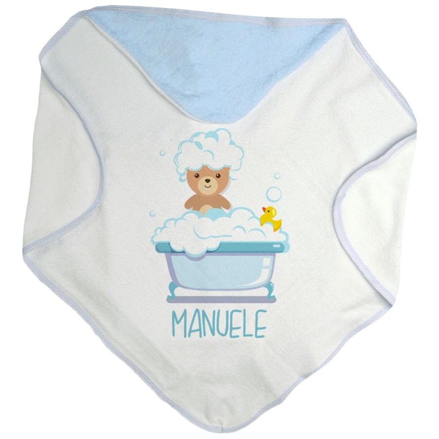 Accappatoio neonato personalizzato con nome baby bear con paperella Divertenti
