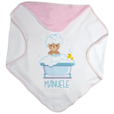 Accappatoio neonato personalizzato con nome baby bear con paperella Divertenti