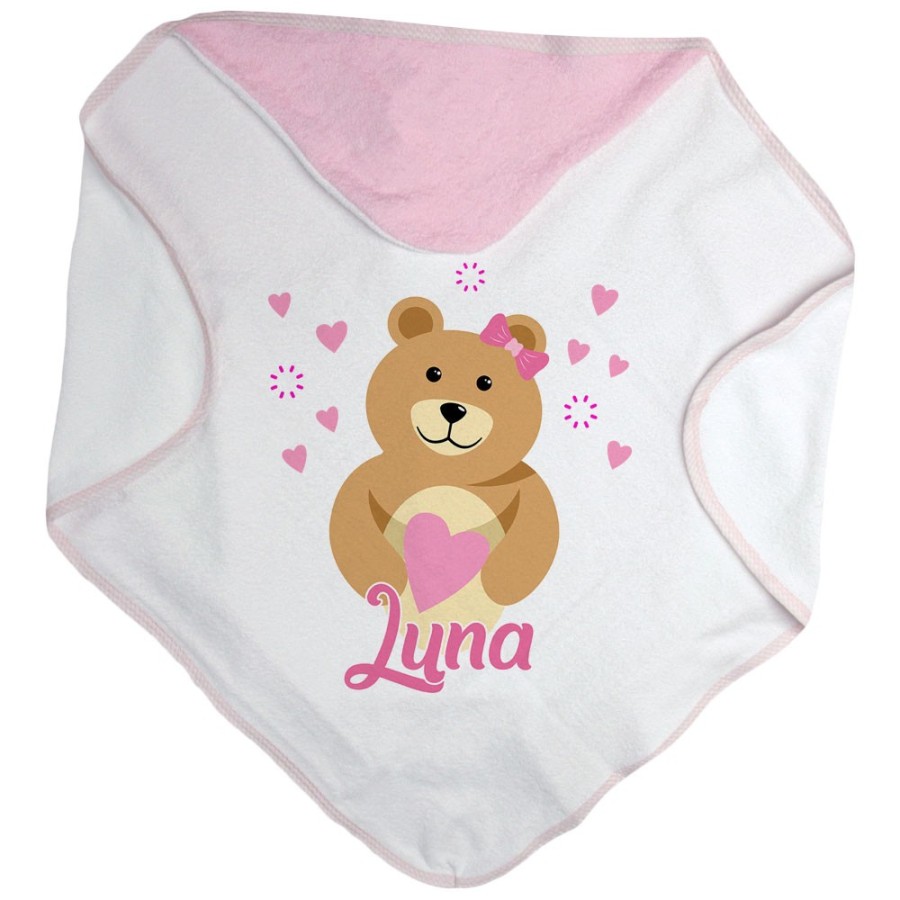 Accappatoio neonato personalizzato con nome lovely bear Divertenti