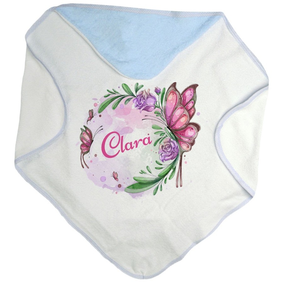Accappatoio neonata personalizzato con nome farfalla watercolor Divertenti
