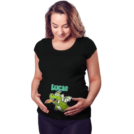 Maglia premaman personalizzata con nome baby draghetto Divertenti
